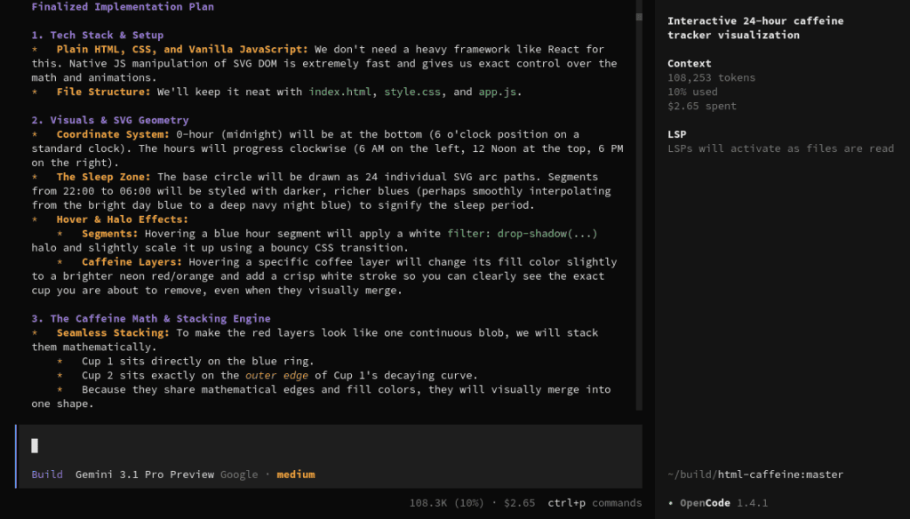 Finalized implementation plan with tech stack, visual plan and the start of calculations